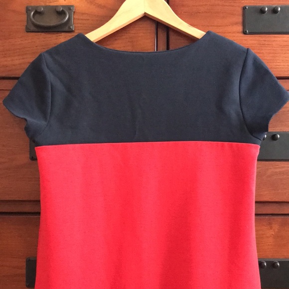 Ladies Red and Navy Tommy Hilfiger Color Block Heavy Blend Dress, Size Medium - Picture 8 of 9